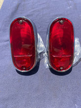 Load image into Gallery viewer, 1955-1959 Chevrolet Suburban Panel Truck USED Tail Light Lamp Lens + Bezel Pair #5952787 / 5946391