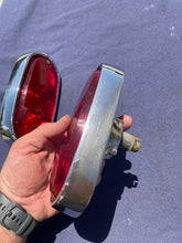Load image into Gallery viewer, 1955-1959 Chevrolet Suburban Panel Truck USED Tail Light Lamp Lens + Bezel Pair #5952787 / 5946391