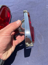 Load image into Gallery viewer, 1955-1959 Chevrolet Suburban Panel Truck USED Tail Light Lamp Lens + Bezel Pair #5952787 / 5946391
