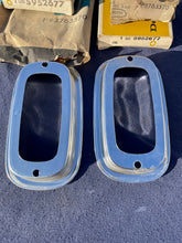 Load image into Gallery viewer, 1960-1966 Chevrolet Fleetside Pickup Truck NOS Tail Light Lamp Lens + Bezel Pair #5952677 / 3763570
