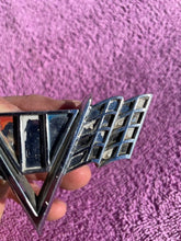Load image into Gallery viewer, 1965 - 1967 Chevrolet Impala V8 NICE USED Front Fender "V" Flag Emblem #3840318