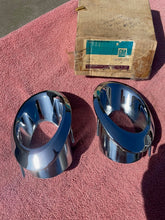 Load image into Gallery viewer, 1966 1967 Chevrolet Corvette C2 Sting Ray NOS Rear Exhaust Tips Bezel Trim Pair #3892225 / 3892226
