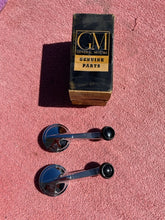 Load image into Gallery viewer, 1953-1964 Chevrolet (various specific applications) NOS Vent 1/4 Window Crank Handles Black Knob Pair #4619388