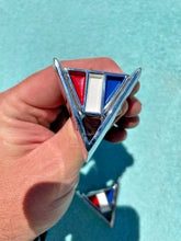 Load image into Gallery viewer, 1964 Chevrolet Chevelle 300 Malibu V8 283ci NEW Front Fender "V" Emblem PAIR #3840317