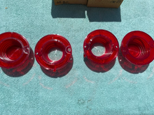 Load image into Gallery viewer, 1962 Chevrolet Biscayne Bel Air NORS Complete Set of Back Up and Tail Lamp Lenses w/ Trim
