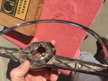 Load image into Gallery viewer, 1951 1952 Chevrolet Styleline Fleetline Deluxe NOS Steering Wheel Horn Ring #757898 (Has small pits)