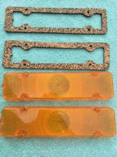 Load image into Gallery viewer, 1961 Chevrolet Impala Biscayne NEW AMBER Park Light Lamp Turn Signal Lens Pair w/ Gaskets (repl. OEM #5951966)