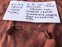 Load image into Gallery viewer, 1947-1953 Chevrolet / GMC Pickup Truck NEW POLISHED SS Inside Windshield Center Division Trim Mounting Brackets