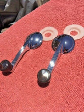 Load image into Gallery viewer, 1950 Chevrolet Fleetline Styleline NORS Window Crank Handles Grey Knob Pair (repl. OEM #4582152)