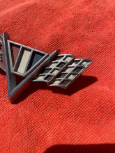 Load image into Gallery viewer, 1965 - 1967 Chevrolet Impala V8 NICE USED Front Fender "V" Flag Emblem #3840318
