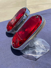 Load image into Gallery viewer, 1955-1959 Chevrolet Suburban Panel Truck USED Tail Light Lamp Lens + Bezel Pair #5952787 / 5946391
