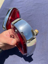 Load image into Gallery viewer, 1955-1959 Chevrolet Suburban Panel Truck USED Tail Light Lamp Lens + Bezel Pair #5952787 / 5946391
