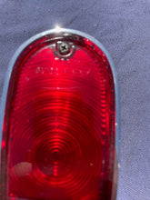 Load image into Gallery viewer, 1955-1959 Chevrolet Suburban Panel Truck USED Tail Light Lamp Lens + Bezel Pair #5952787 / 5946391
