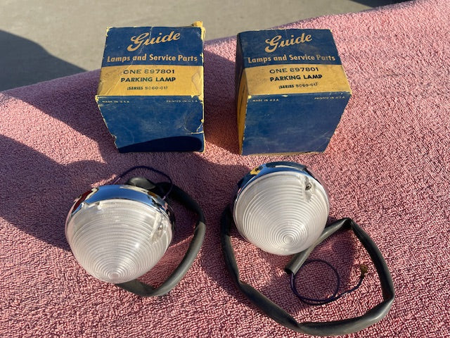 1955-1957 Chevrolet Pickup Truck NOS Park Light Lens Assembly Pair #897801 / 5946407
