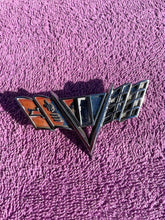 Load image into Gallery viewer, 1964-1967 Chevrolet Chevelle V8 327ci 396 NICE USED Front Fender &quot;V&quot; Flag Emblem #3840318
