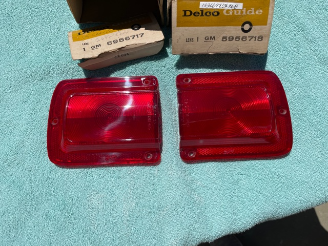 1965 Chevrolet Chevelle 300 Deluxe 6 V8 396 327 NOS Tail Light Lamp Lens Pair #5956717 / 5956718