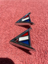 Load image into Gallery viewer, 1964 Chevrolet Bel Air Biscayne Impala V8 283ci NEW Front Fender &quot;V&quot; Emblem PAIR (DEFECTS)
